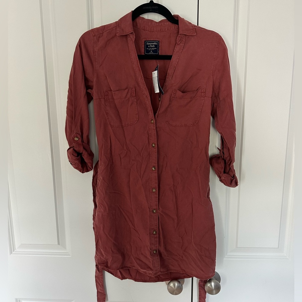 NWT Abercrombie and Fitch Rust Burnt Orange Utility Dress - XS